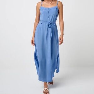 Travis Mathew Savanna Tank Dress Medium Granada Blue Maxi Slip Flowy